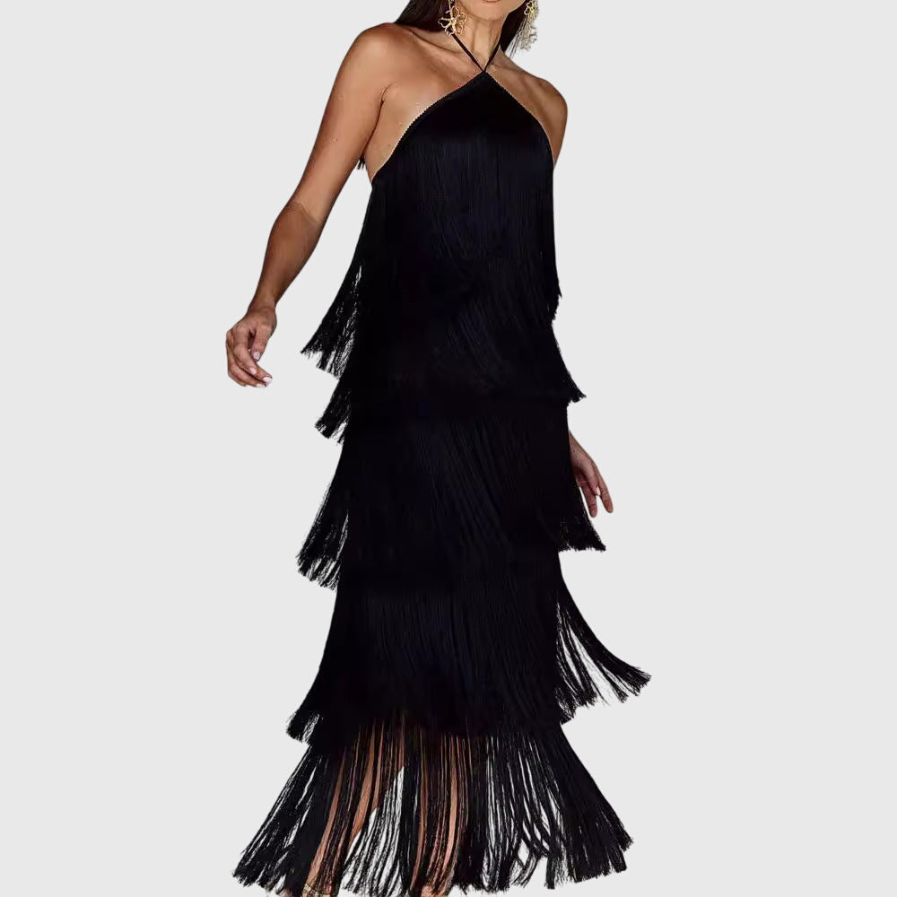 Elegant Slim-Fit Tassel Dress | Sophisticated Statement Style