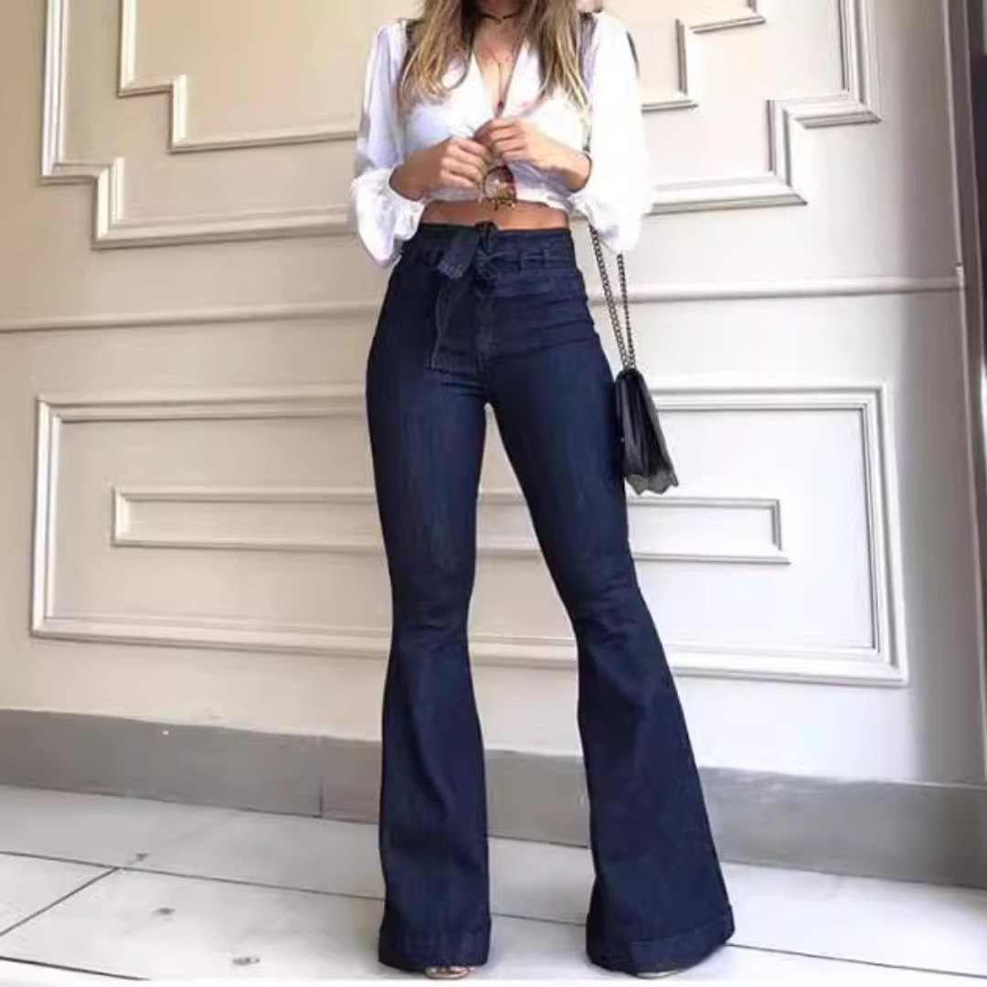 Vintage Lace-Up Flared Pants | Wide-Leg Elegance with Retro Charm