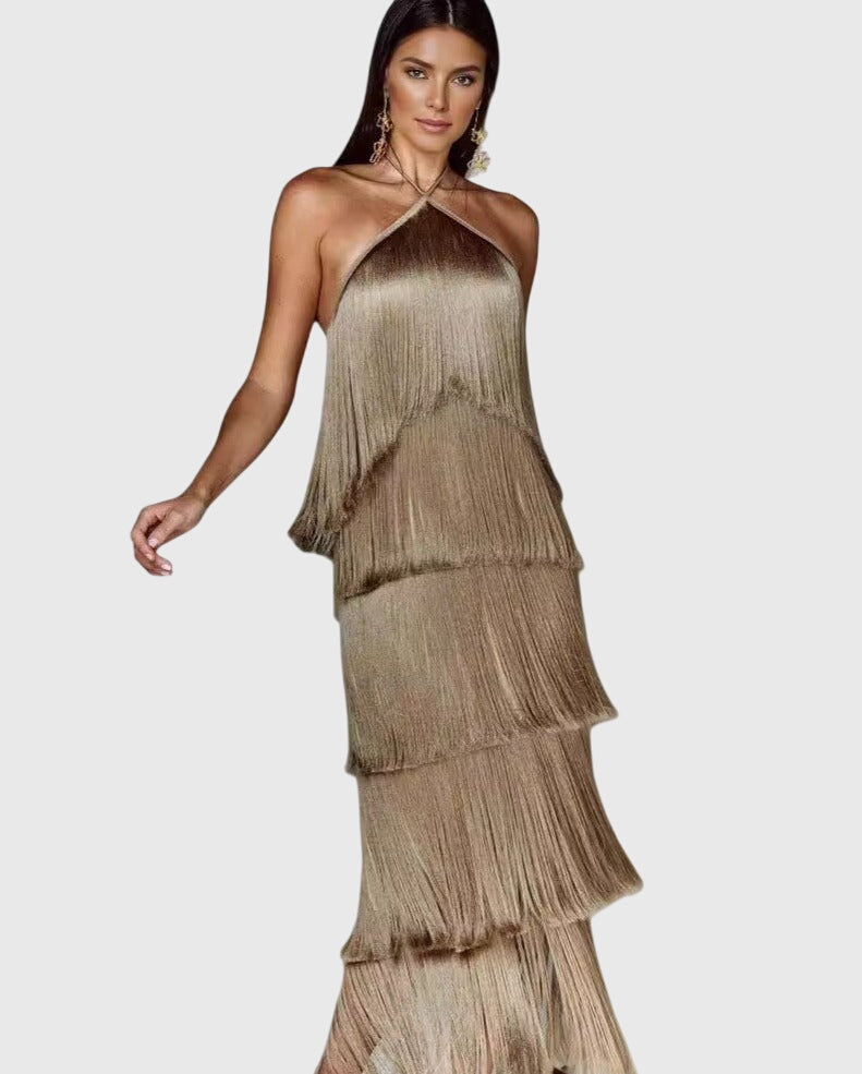 Elegant Slim-Fit Tassel Dress | Sophisticated Statement Style
