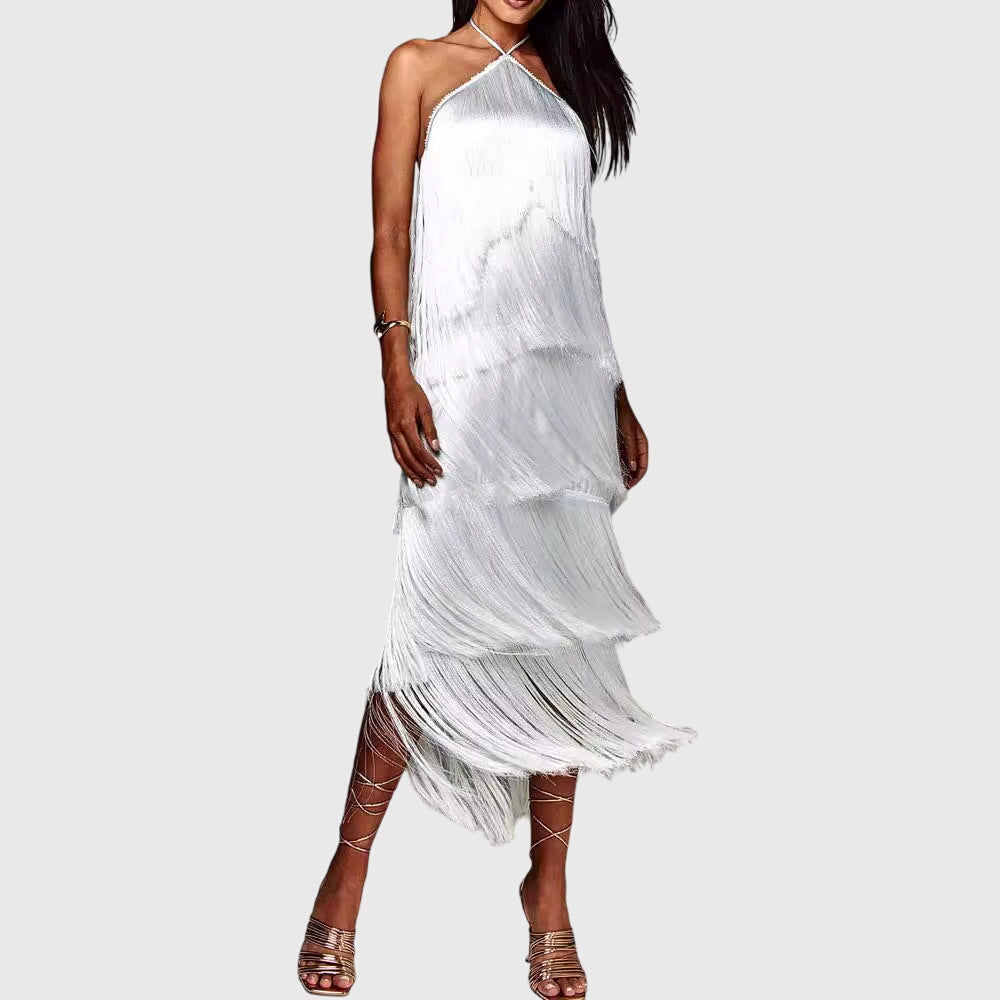 Elegant Slim-Fit Tassel Dress | Sophisticated Statement Style