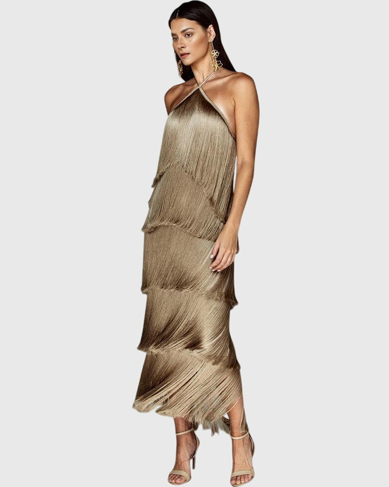 Elegant Slim-Fit Tassel Dress | Sophisticated Statement Style