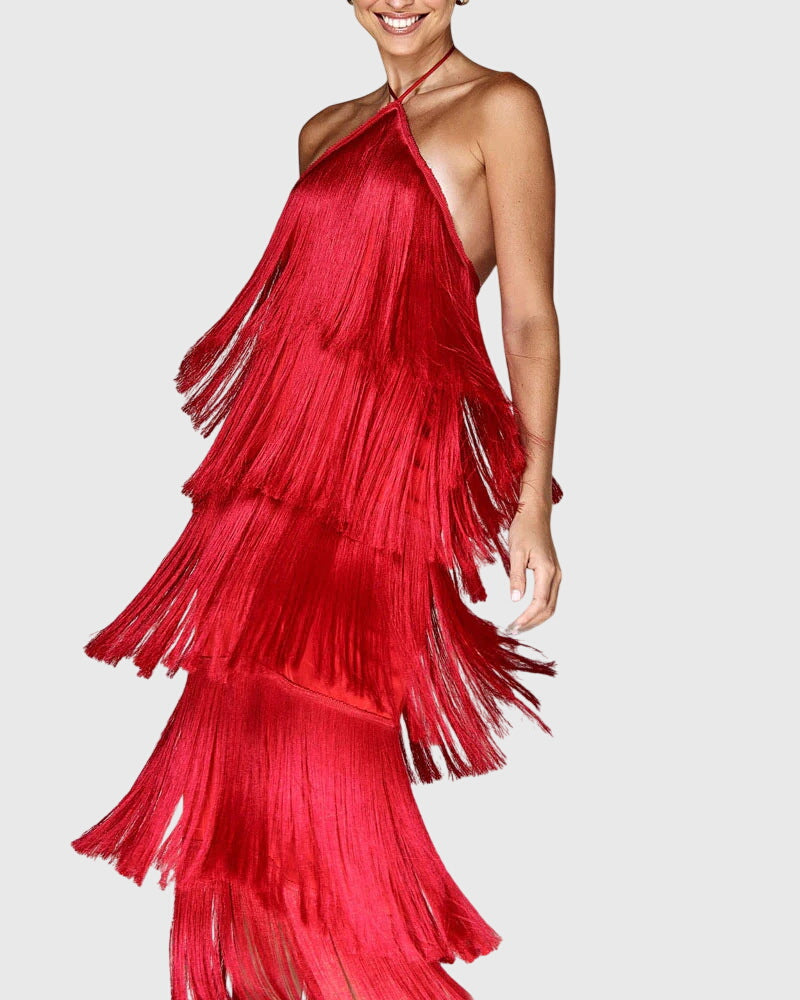 Elegant Slim-Fit Tassel Dress | Sophisticated Statement Style